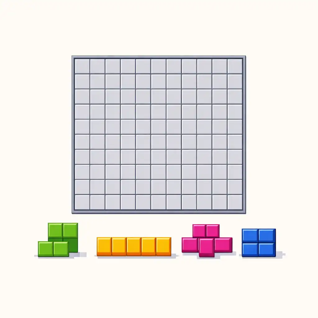 Plansza gry Block Puzzle z kolorowymi klockami