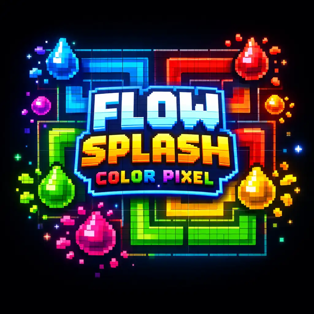 Kolorowa plansza gry Flow Splash: Color Pixel z pikselowymi kroplami